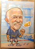 Рисунок пастелью тренера по плаванию Шаржист Михаил Шабалин Мишель