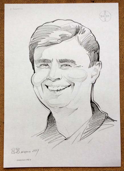 Рисунок улыбающегося парня шаржист Михаил Шабалин, шаржист Мишель 