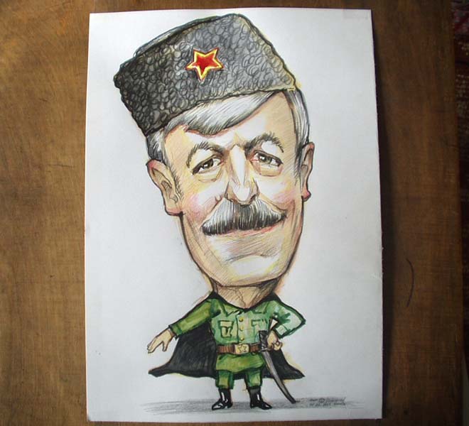 Мужчина в папахе и бурке Шаржист Михаил Шабалин шаржист Мишель