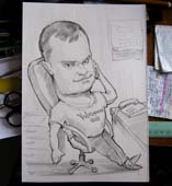 Рисунок бизнесмена с телефоном Шаржист Михаил Шабалин Мишель