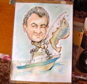 Рыбак цветными мелками Шаржист Михаил Шабалин Мишель