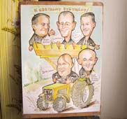 Коллективное изображение на тракторе Шаржист Михаил Шабалин Мишель